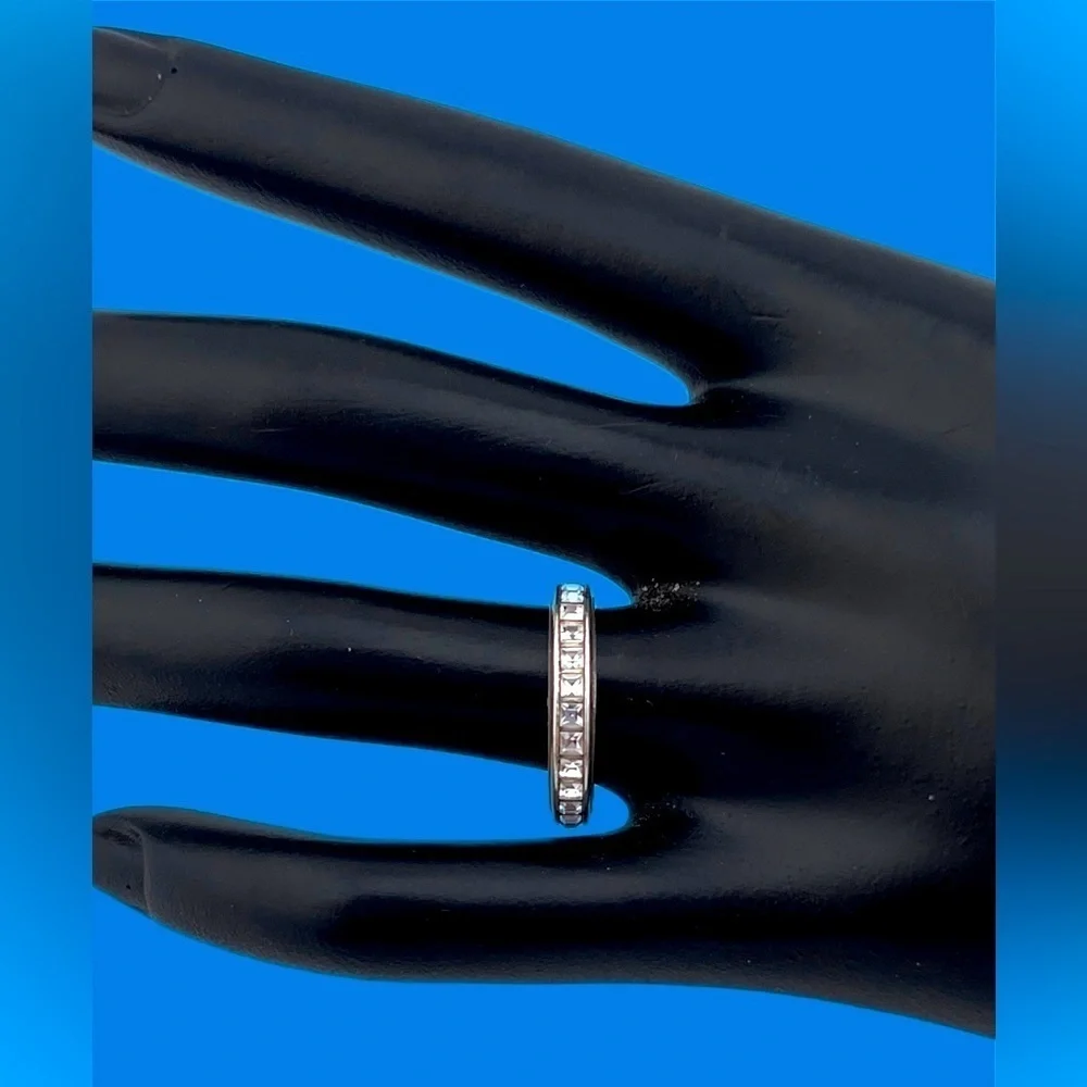 Brighton Eternal Stack Ring Size 9 White Crystals. Stackable Ring Silver Plated